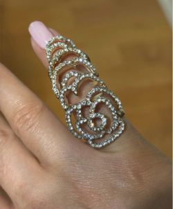 Gold-Tone Crystal Full Finger Ring