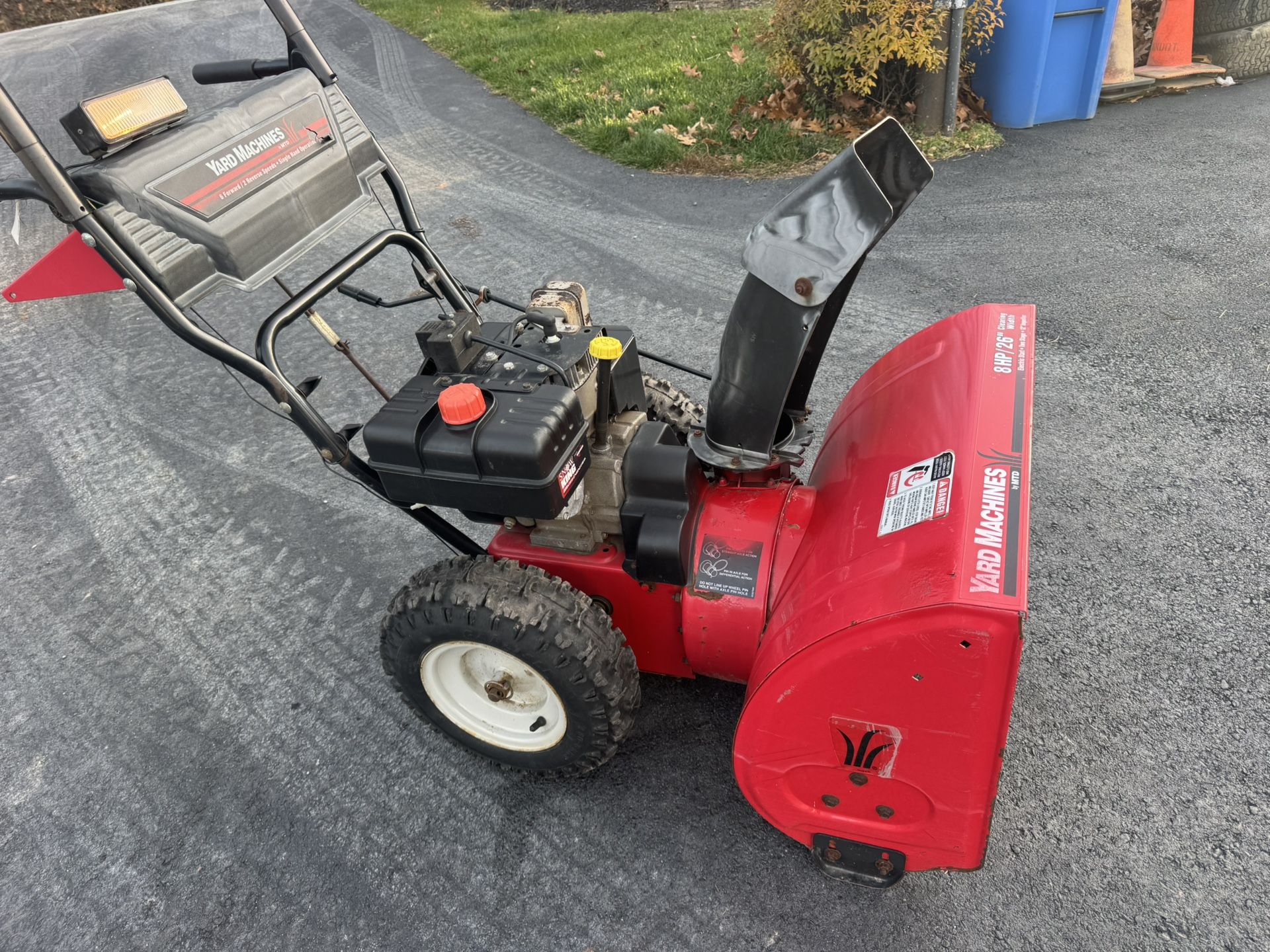 Yard Machine Snowblower Electric Start 8hp w/26” Clearing Width Good Condition. Must Pick Up
