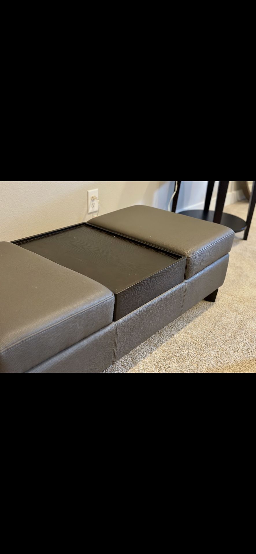 Kasala Origami Faux Leather Storage Ottoman-Gray