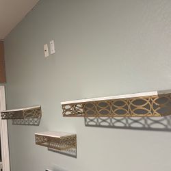 3 White And Gold Shelves