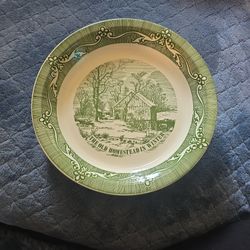 The old homestead in winter plate .