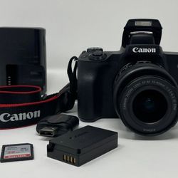 Cannon EOS M50 Mirrorless Camera + Touchscreen, WIFI, 15-45mm lens (Black) + 32GB BONUS: Studio Box