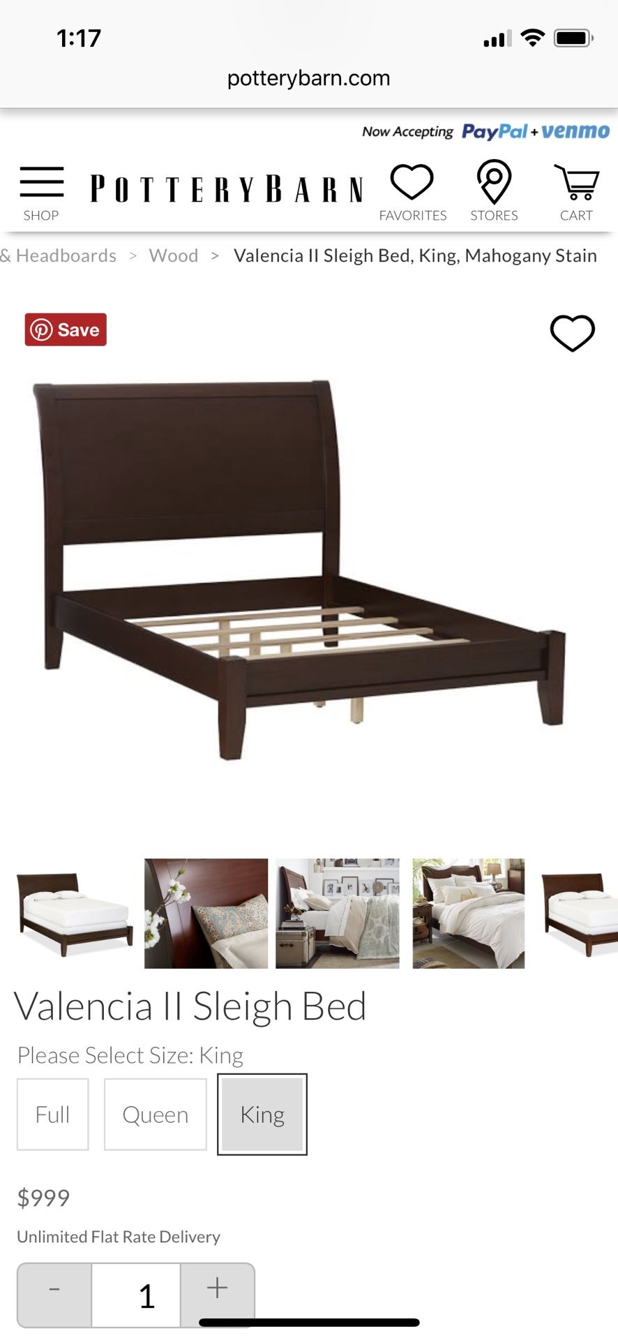 Pottery barn 2024 valencia bed