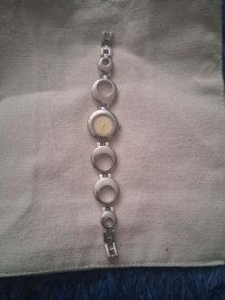 Silver-tone  Bracelet Watch with Circle Link Band