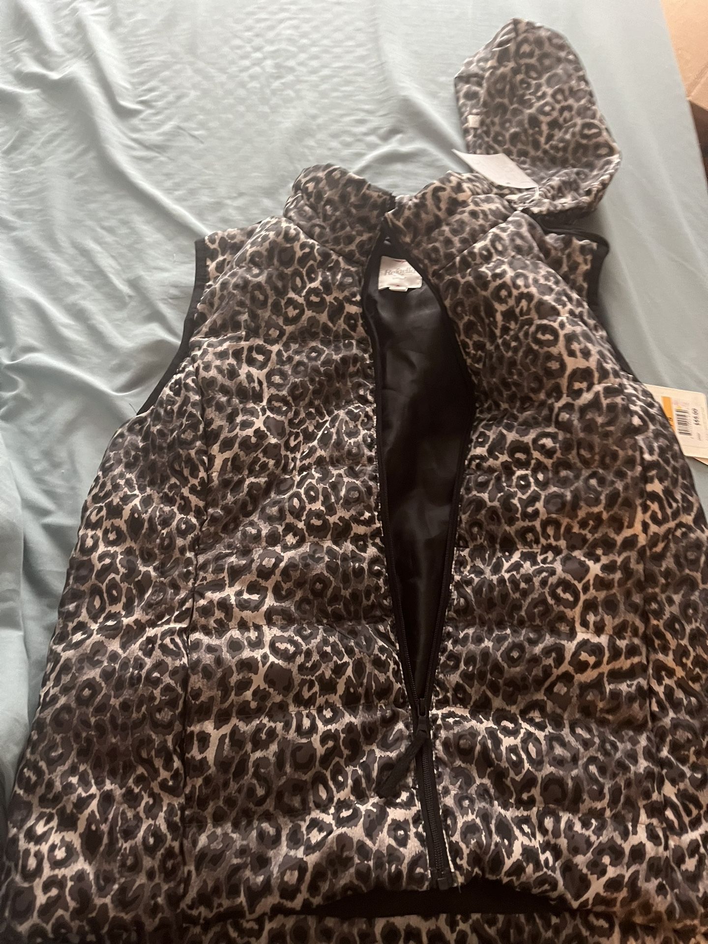 Rafella Animal Print Petite Small Puffer Vest