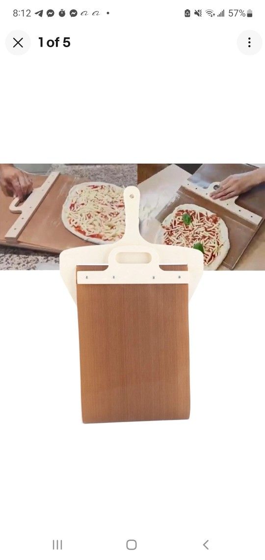 🍕 Premium Sliding Pizza Peel | Non-Stick Pizza Spatula Paddle with Wooden Handle