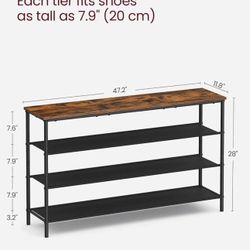 VASAGLE Shoe Rack 4-Tier Shoe Storage Organizer Entryway Holds 15-18 Pairs - Brown