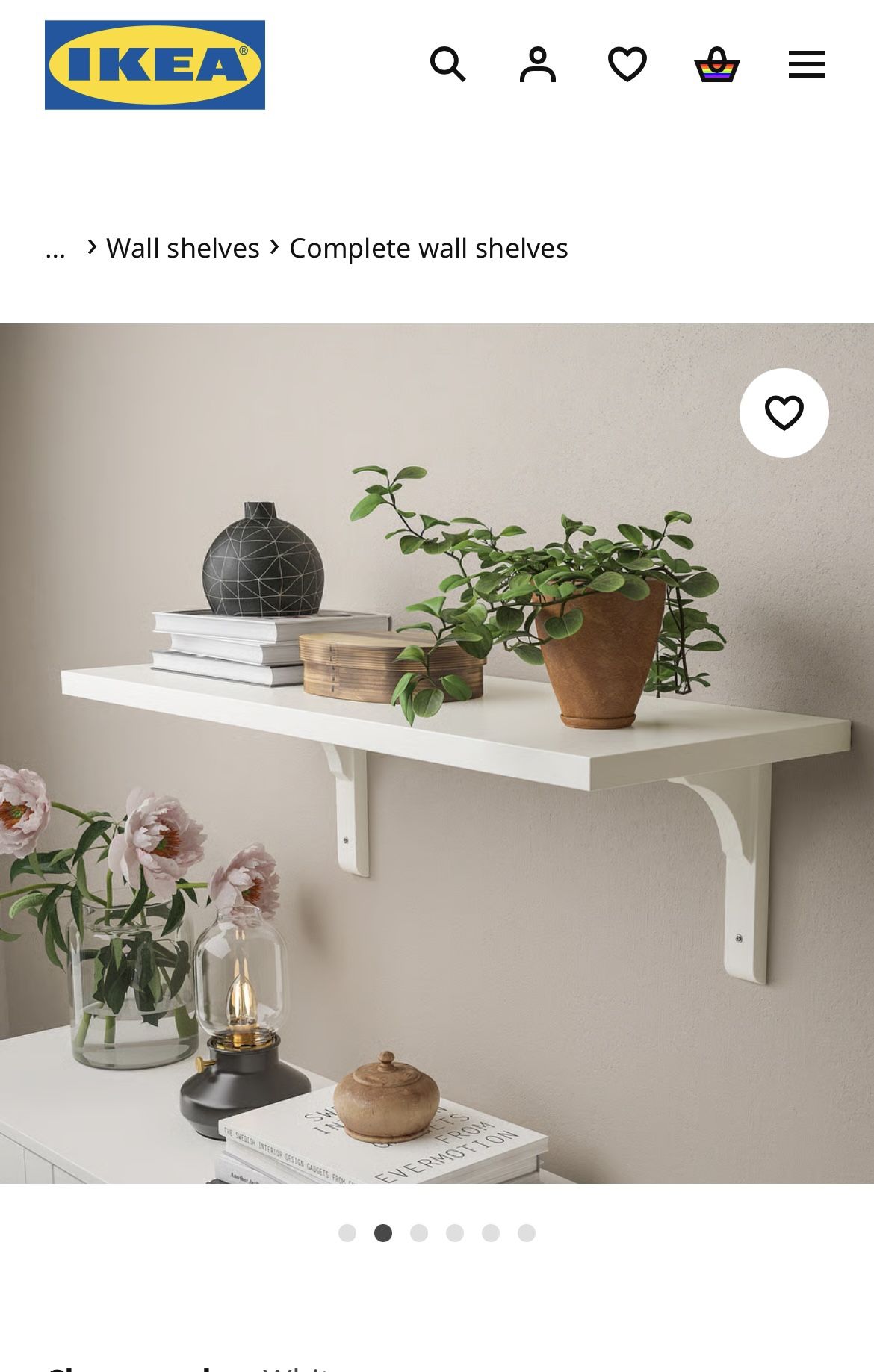 Brand New IKEA White Wall Shelf Whit 2 Wood Brackets
