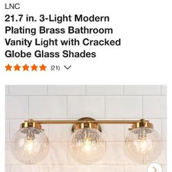 LNC 3 Light Bathroom Vanity Light Fixture In Gold, Few Available 