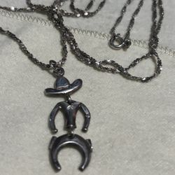 30 Sterling  Silver Necklace With Vintage Cowboy Pendant $50