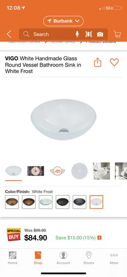 White glass bathroom sink 2 available