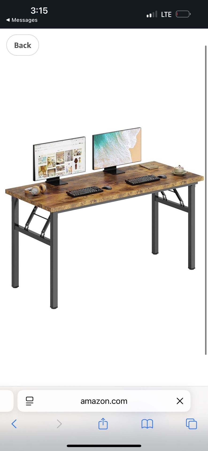 DlandHome Large Computer Desk, Folding Desk, Decent and Steady Home Office Desk/Workstation/Table 54.3inch Retro Black