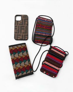 iPhone 12 Pro Max case + 4colorful woven phone/handmade purse bags