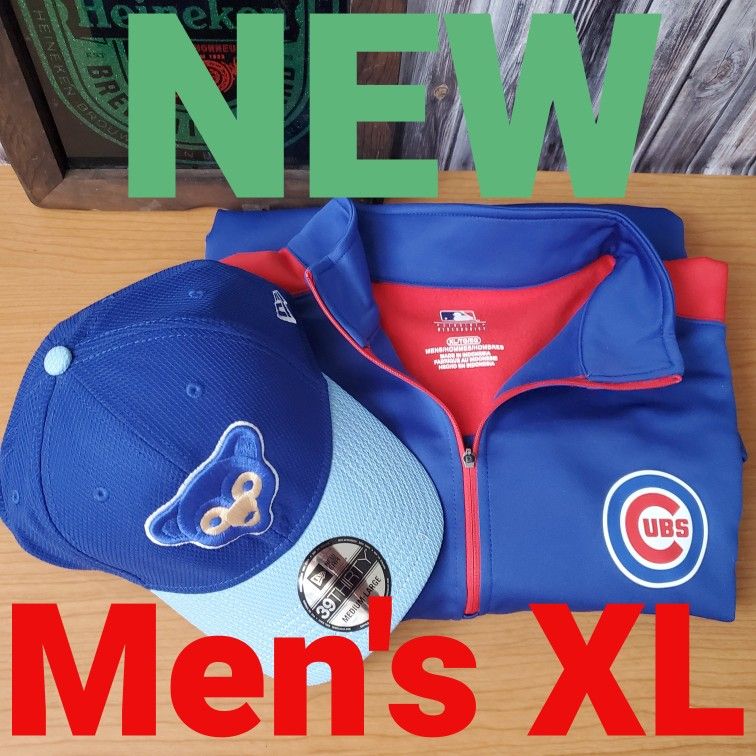 NEW Chicago Cubs Men's XL 1/4 Zip Pullover Fleece Lining New Era M/L Fitted Hat