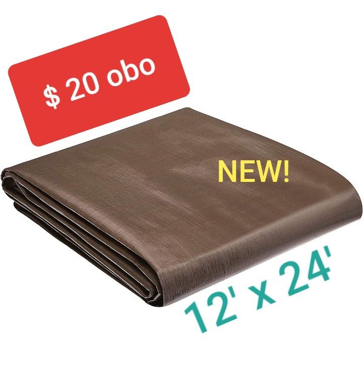 AmazonCommercial Waterproof Poly Tarp Cover, 12 X 24 FT, 10MIL Thick, Brown/Silver