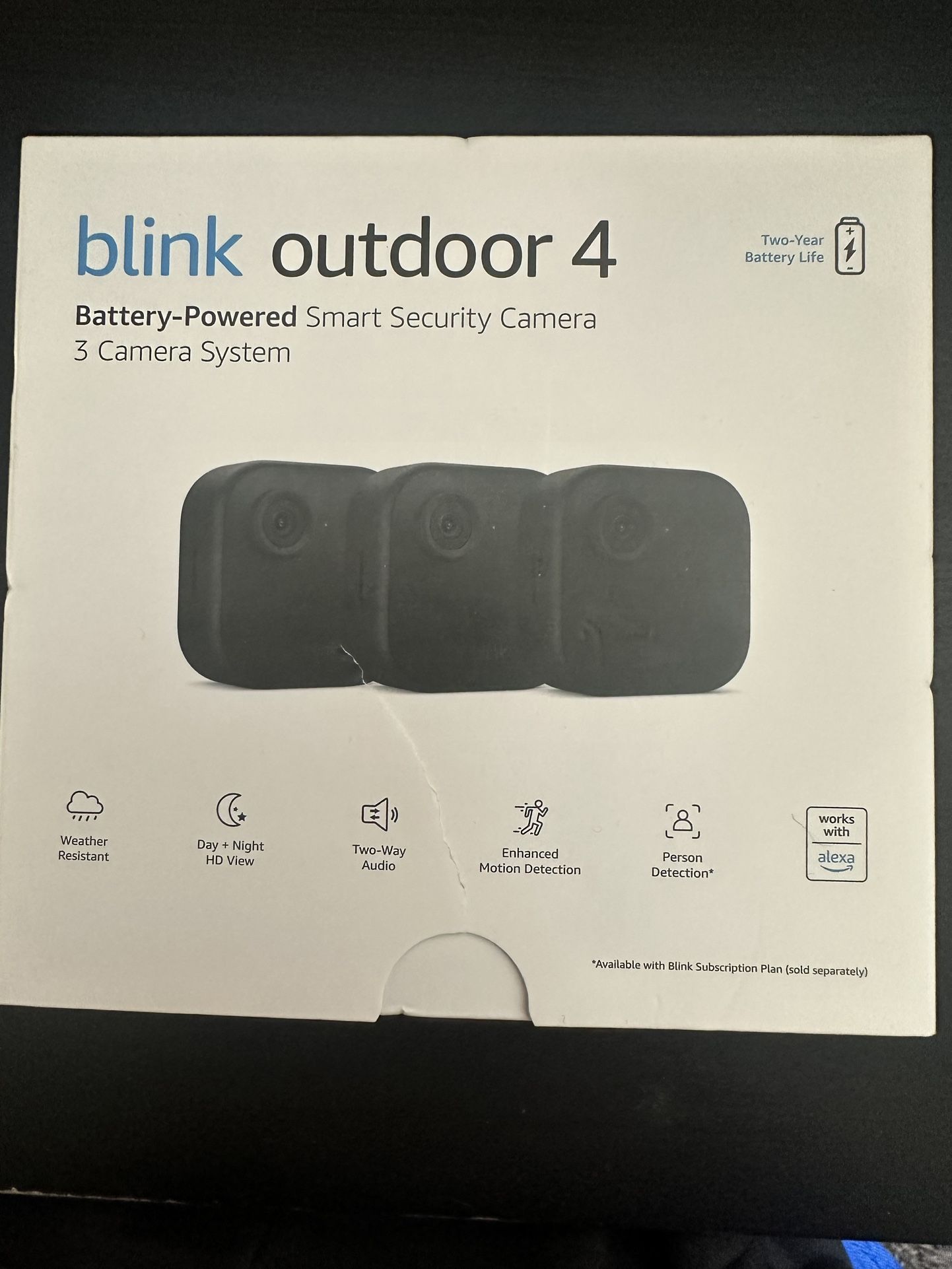 Blink Outdoor 4 1080p Wi-Fi Outdoor 3-Camera Security System - Black- New Sealed