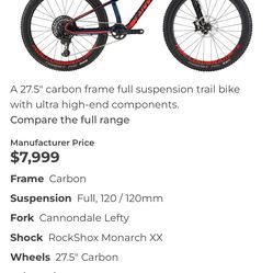 2017 Cannondale Habit Carbon 1 Bike