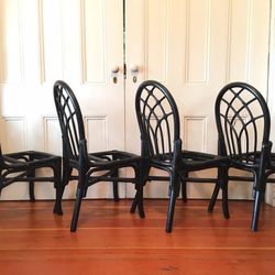 Set Of 4 Vintage Bamboo Chairs (need Seats) 