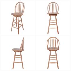 2 Solid wood counter bar stool swivel seat Beachwood