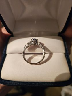Custom Made 14K White Gold Purple Sapphire Ring 5 1/4 Size