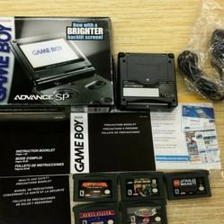 Nintendo Game Boy Advance SP Graphite System AGS-101 Complete CiB + 5 GAMES