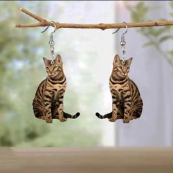 Tabby Cat Dangle Earrings