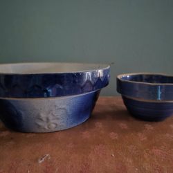Antique stoneware mixing bowls