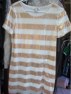 Gorgeous White Gold Glitter Dress Size Medium
