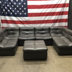 Free Delivery - Z Gallery 7 Piece Leather Modular Sectional Couch 