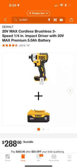 Dewalt Cordless Impact With 20V 5ah Battery