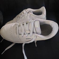 Girls White Puma Shoes