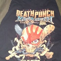 Rare Must Have Factory Dual Sided Concert Shirt  Front 5 Finger Death Punch And Back Megadeath