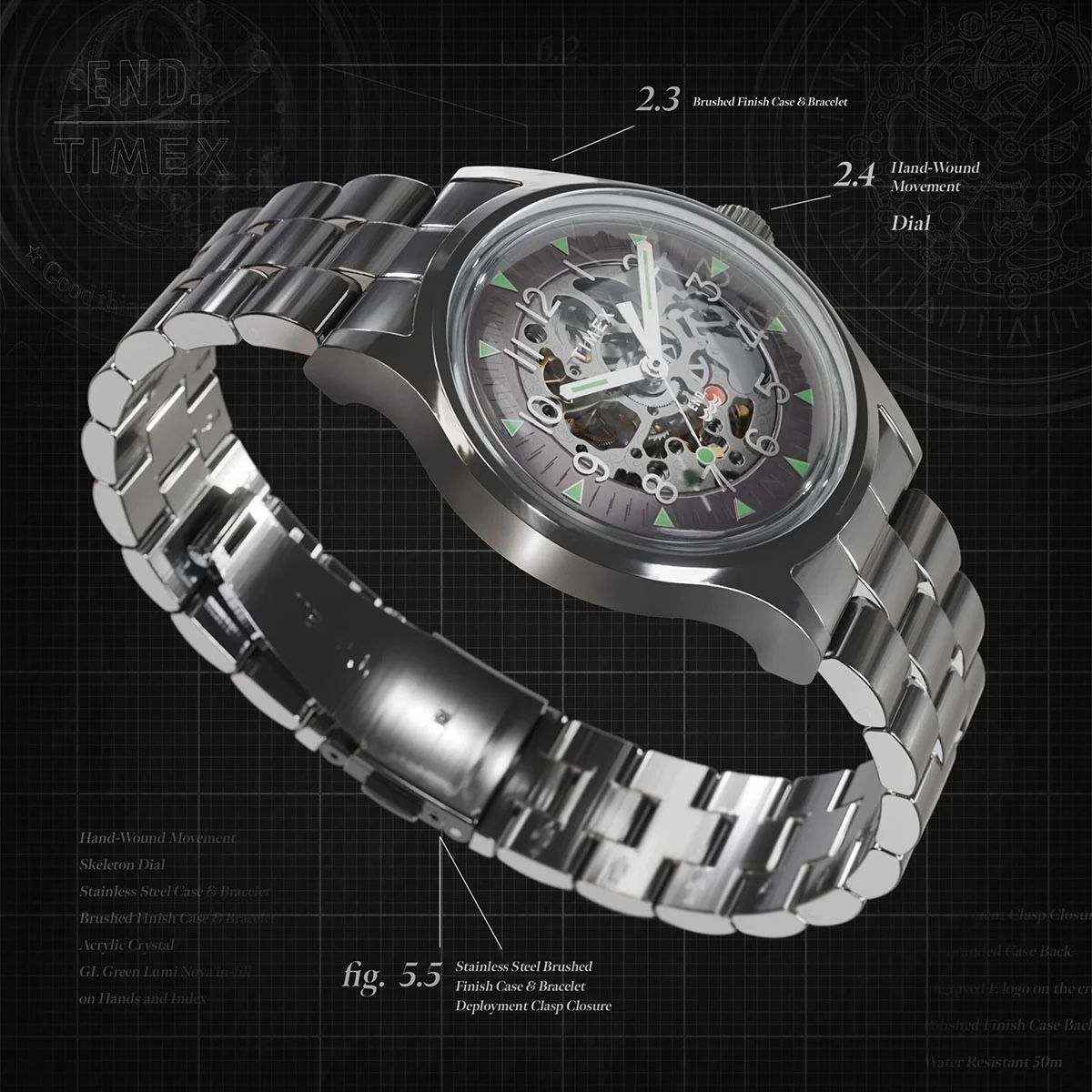 END. X TIMEX MK1 “MECHANICAL SKELETON” WATCH