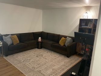 Brown L shape couch pick up this weekend