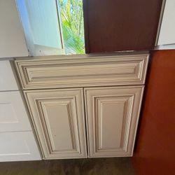 Cream Glazed Double Door Base Cabinet