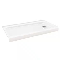 Aloha ShowerCast 60 in. L x 30 in. W Alcove Shower Pan Base with Right Square Chrome Shower Drain Kit Included in White