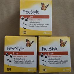 Three FreeStyle Lite Test Strips 100 Per Box $40 each