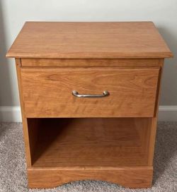 Wooden Nightstand with Drawer and Open Shelf