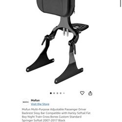 Mofun Adjustable Multi-Purpose Passenger Driver Backrest Sissy Bar FXSTC For Harley Soft Tail Etc NEW!