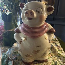 Shawnee USA Pottery Smiley Pig Cookie Jar W/ Gold Trim OBO