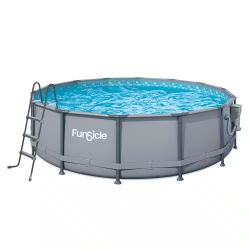 Oasis 14 ft. Round 42 in. Deep Metal Frame Round Above Ground Pool with Pump