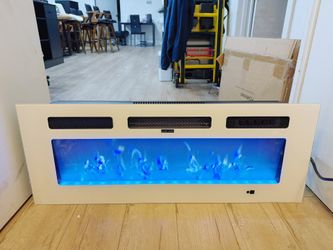 36" Electric Fireplaces Inserts, Recessed & with Thermostat, Multicolor Flames,Timer, & Crystal, 750/1500W