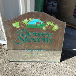 Dewey Stevens wine cooler mirrored bar beer sign