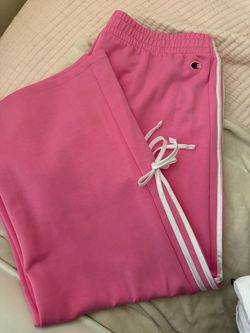 Champion Pink Track Pants with White Stripe