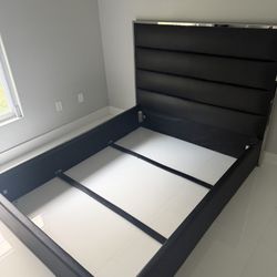 Queen Bed Frame, Mattress, And Box