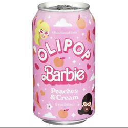 Barbie Olipop Peaches and Cream Soda Case of 6 Barbie Soda Drink New