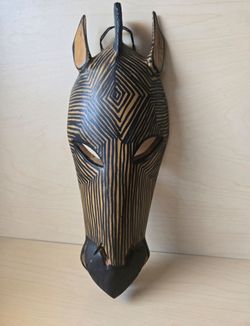 African Hand Carved Wooden Hand painted Zebra Wall Hanging Mask
