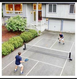 New in the box PROGOAL Reusable Full Pickleball Court Stencil Kit for Concrete - 46 Pieces Line Marking Templates with No-Measure Design for Backyard,