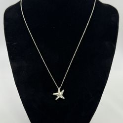 Tiffany And Co Sterling Elsa Peretti Starfish Pendant Necklace With Diamond 