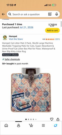Title: Cat Litter Mats ā 2 Pack, 36ā x 36ā ā $18